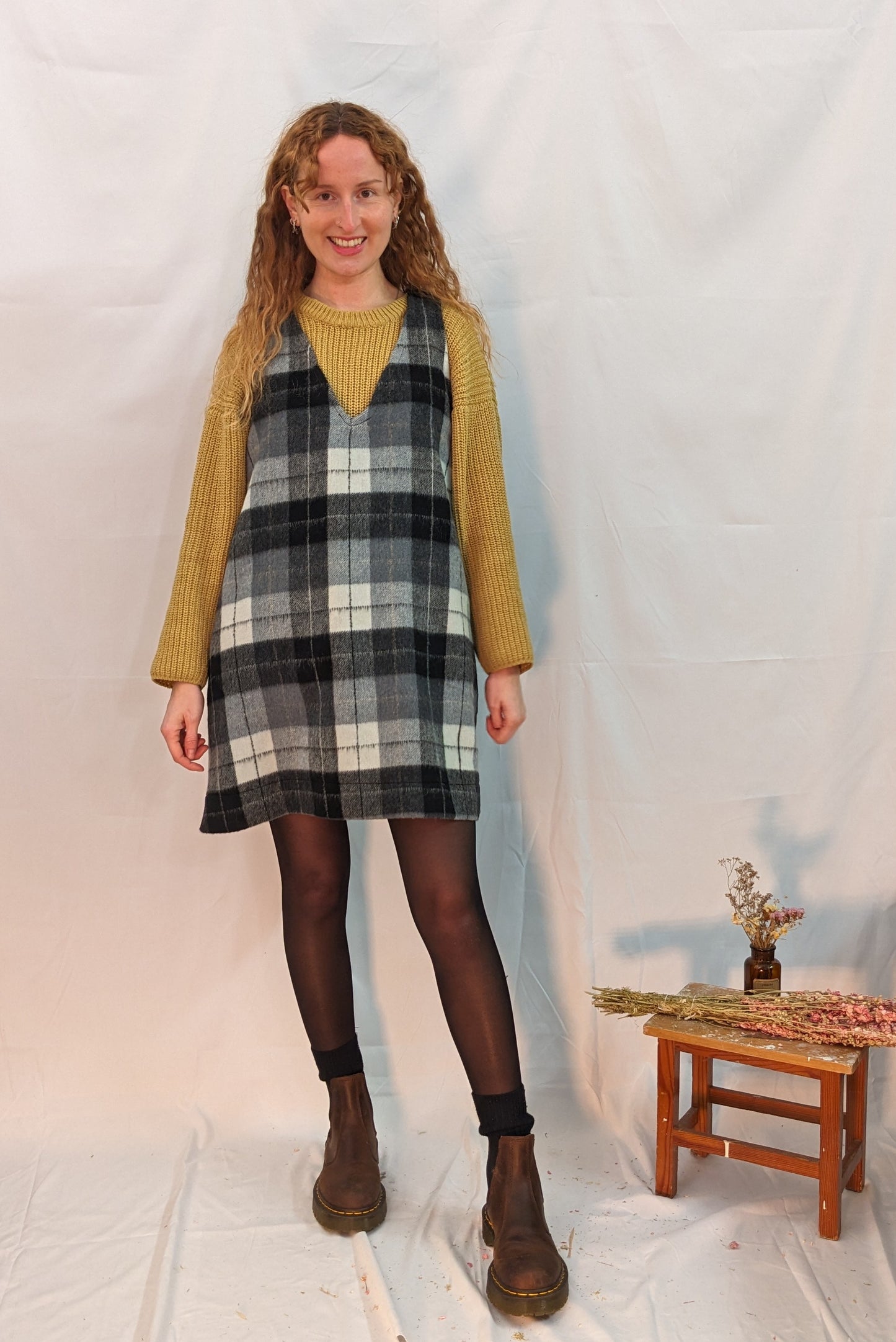 vestito in lana - grigio/ nero