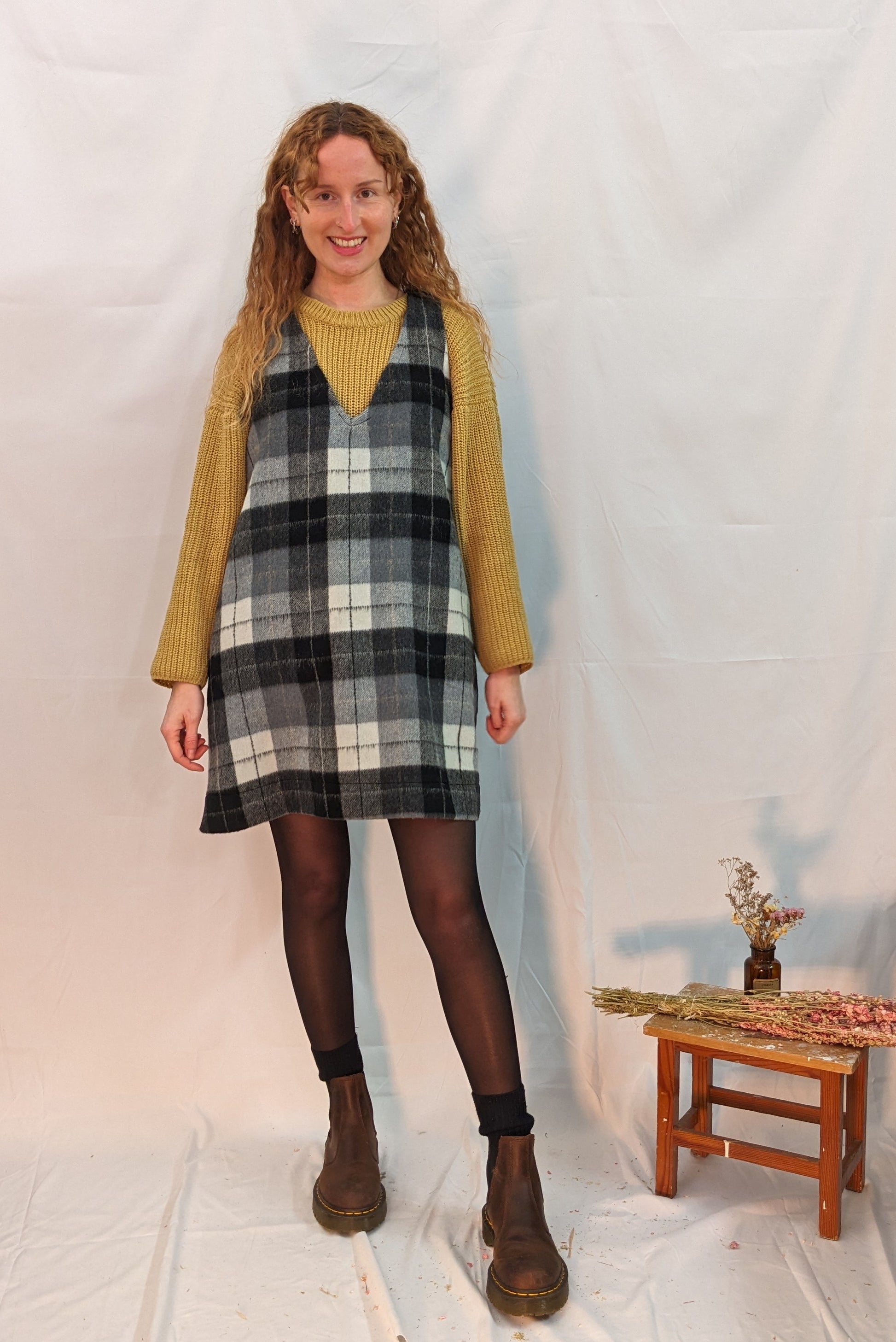 vestito in lana - grigio/ nero